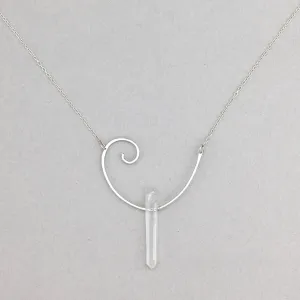 Open Fibonacci Spiral Necklace with Raw Angel Aura Crystals & Sterling Silver
