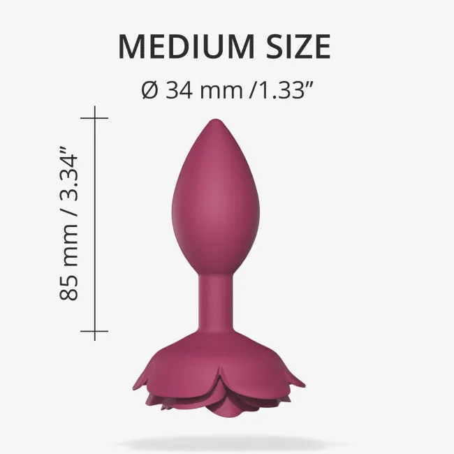 Open Roses Medium Silicone Anal Plug - Plum
