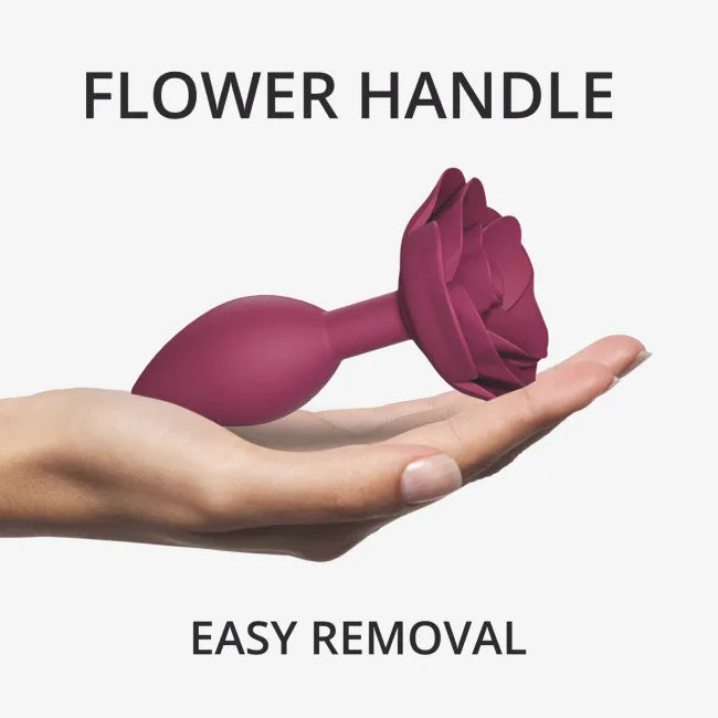 Open Roses Medium Silicone Anal Plug - Plum