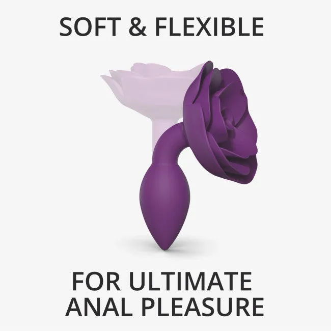 Open Roses Small Silicone Anal Plug - Purple