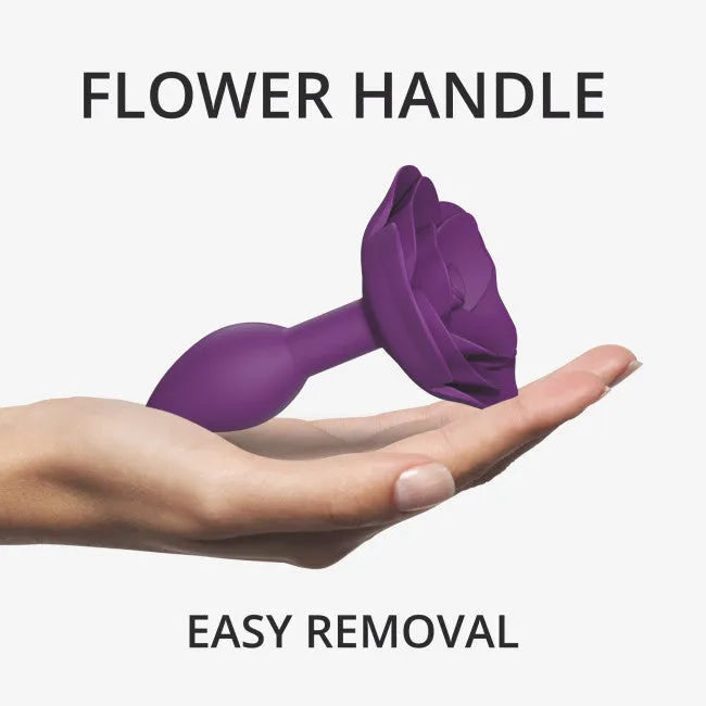 Open Roses Small Silicone Anal Plug - Purple