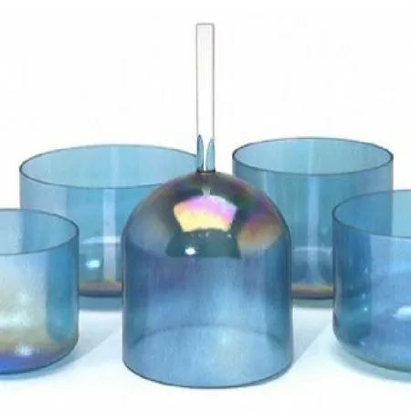 Optically Clear Colored Crystal Singing Bowl - 9"
