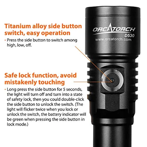 ORCATORCH D530 Scuba Dive Light, 1300 Lumens