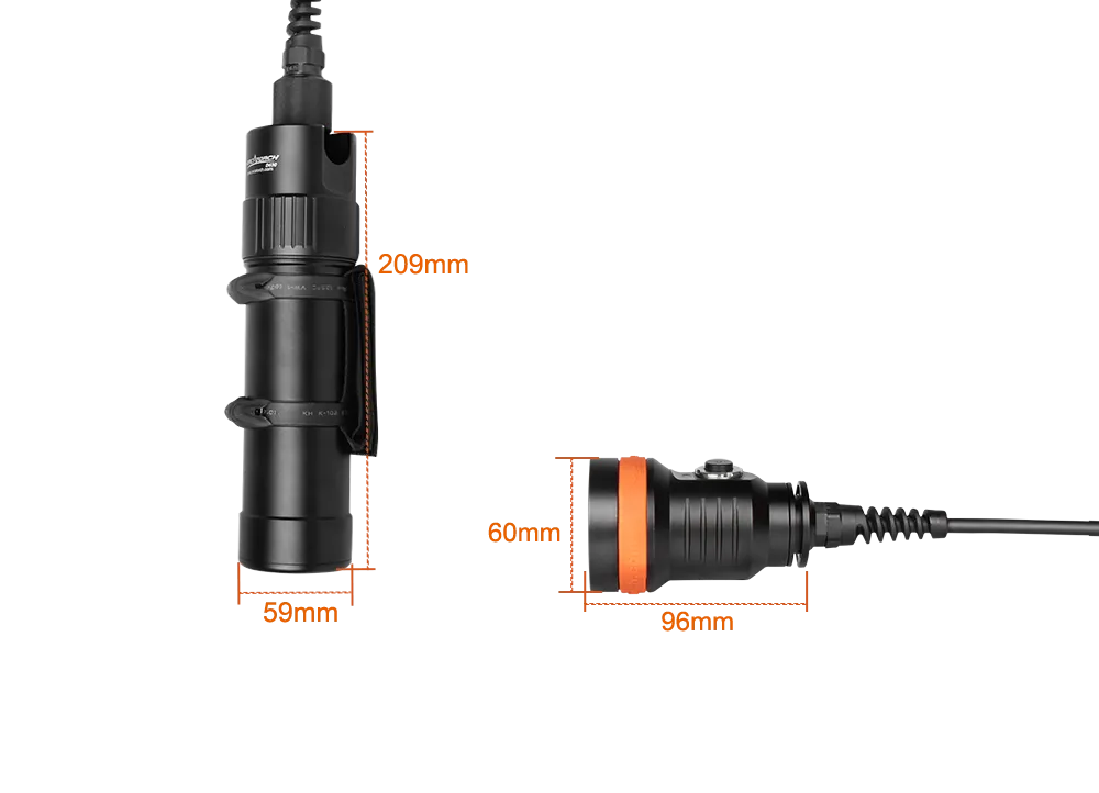 OrcaTorch D630 V2.0 Umbilical Tech Dive Torch