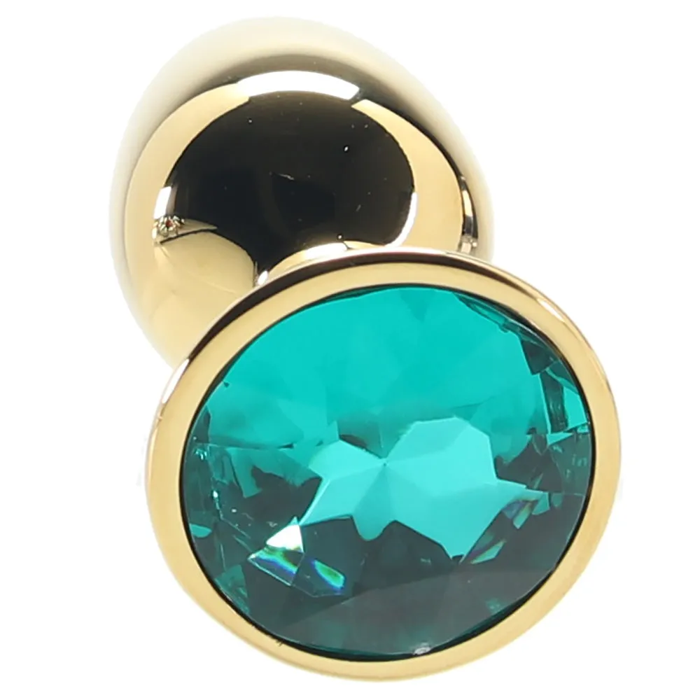 Ouch! Green Round Gem Gold Plug in Small