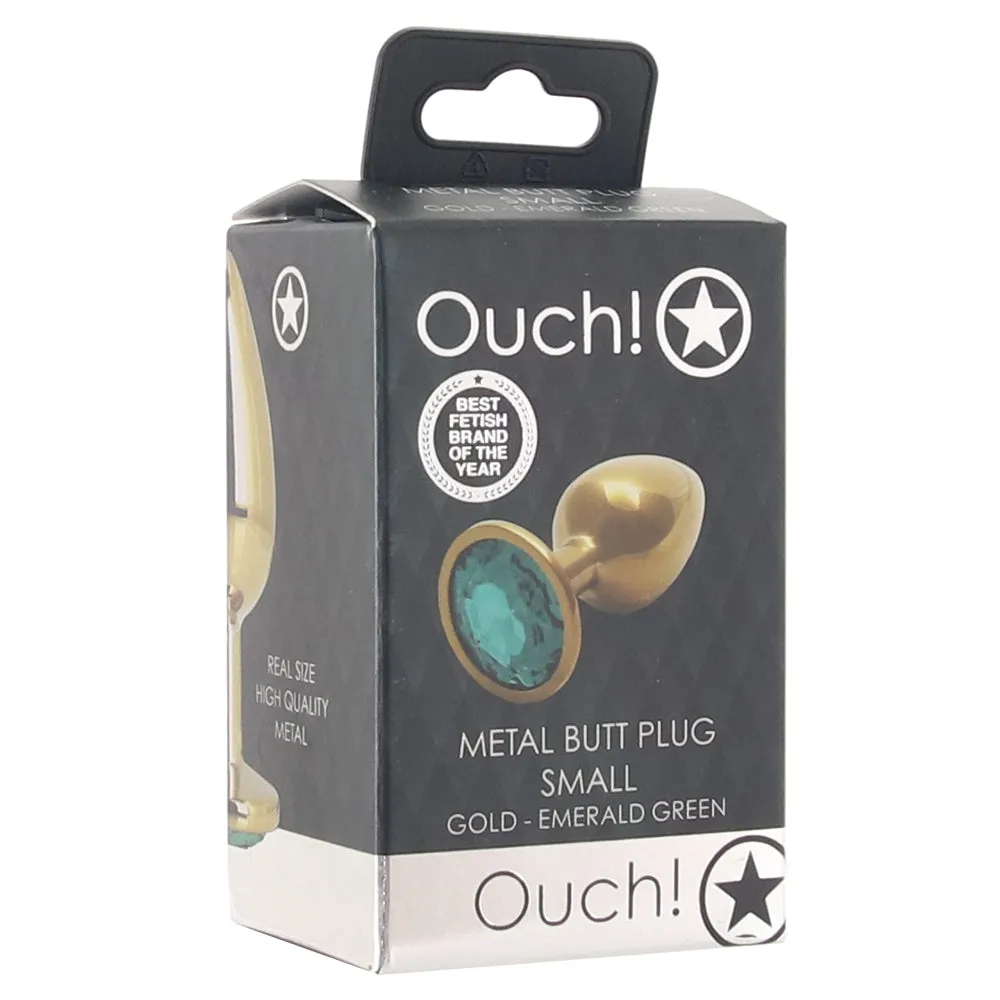 Ouch! Green Round Gem Gold Plug in Small