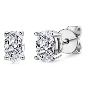 Oval Cut 1.0CTW Moissanite Stud Earrings & 1.0CT Moissanite Pendant Necklace