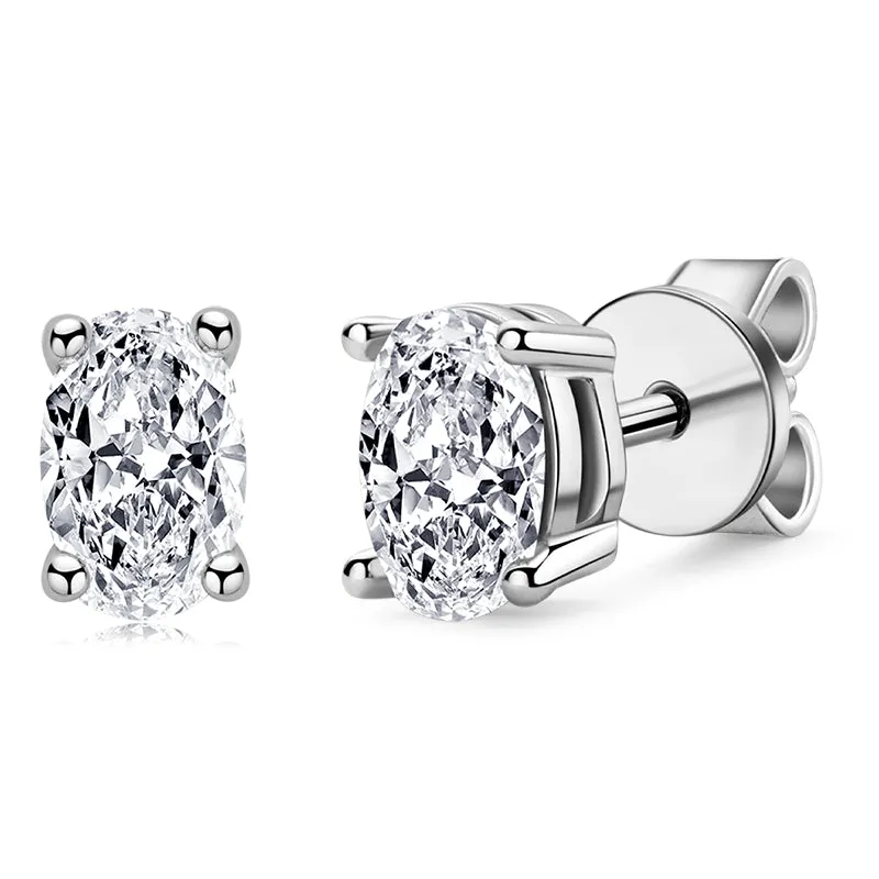 Oval Cut 1.0CTW Moissanite Stud Earrings