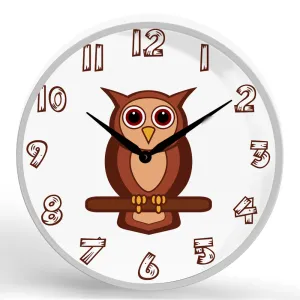 Owl <br>Round Framed Wall Clock 11.75"