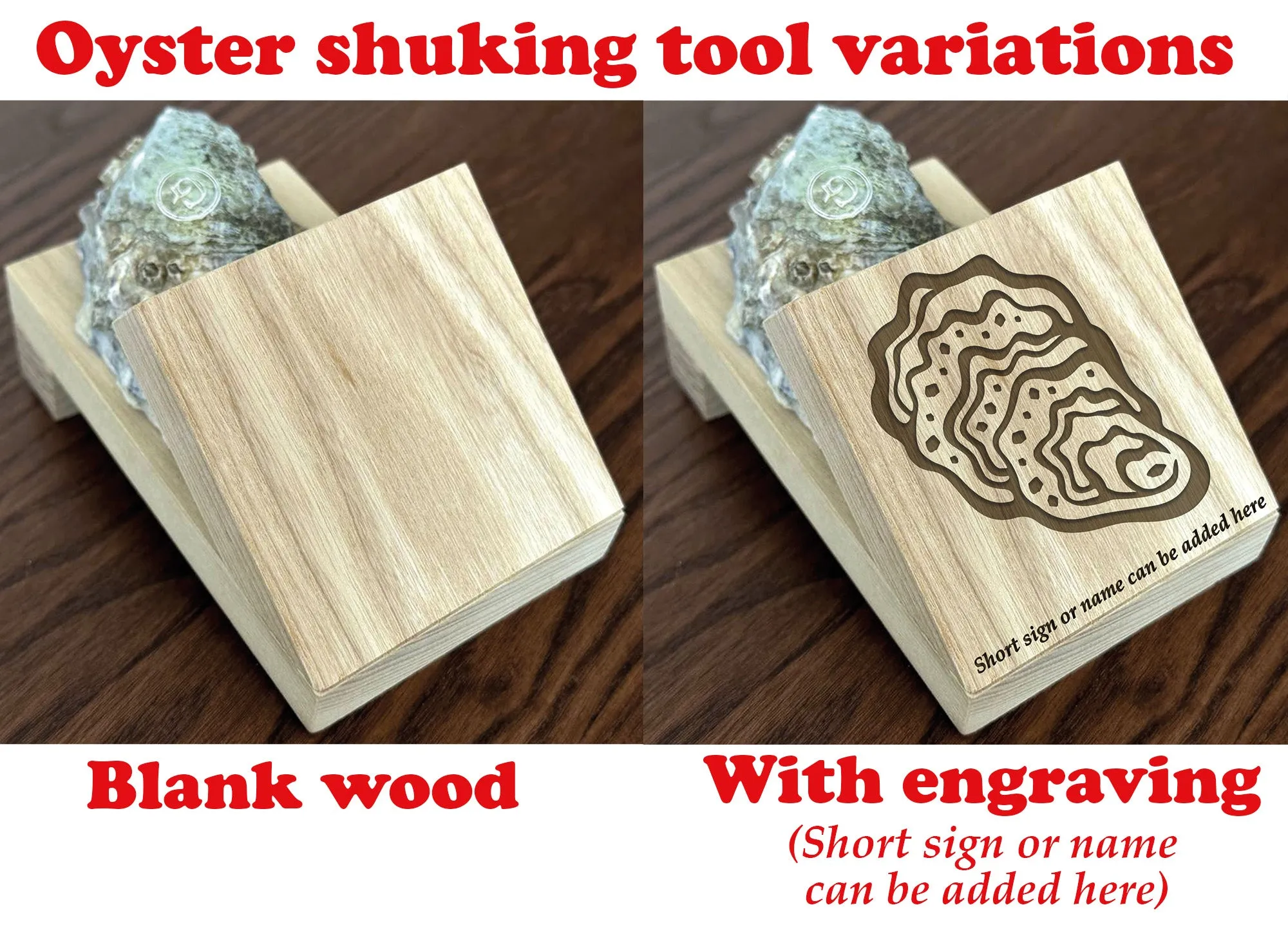 Oyster Shuker, Opening Tool, Safer opening Oyster Holder, Sturdy Ash Wood Oyster Shuking Dock with Stainless Steel Screws, Oyster Lover Gift