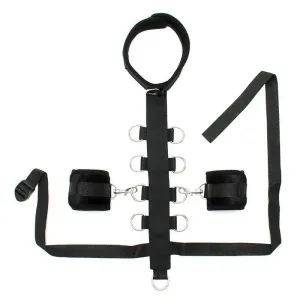 Padded Black Bondage Sex Collar with Neck and Wrist Restraints