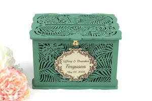 Palm and Monstera Leaves Wedding Card Box, Tropical Wedding Money Box, Money Envelopes Box, Coastal Wedding Gift for Daughter, Wedding Gift, Handmade Gifts