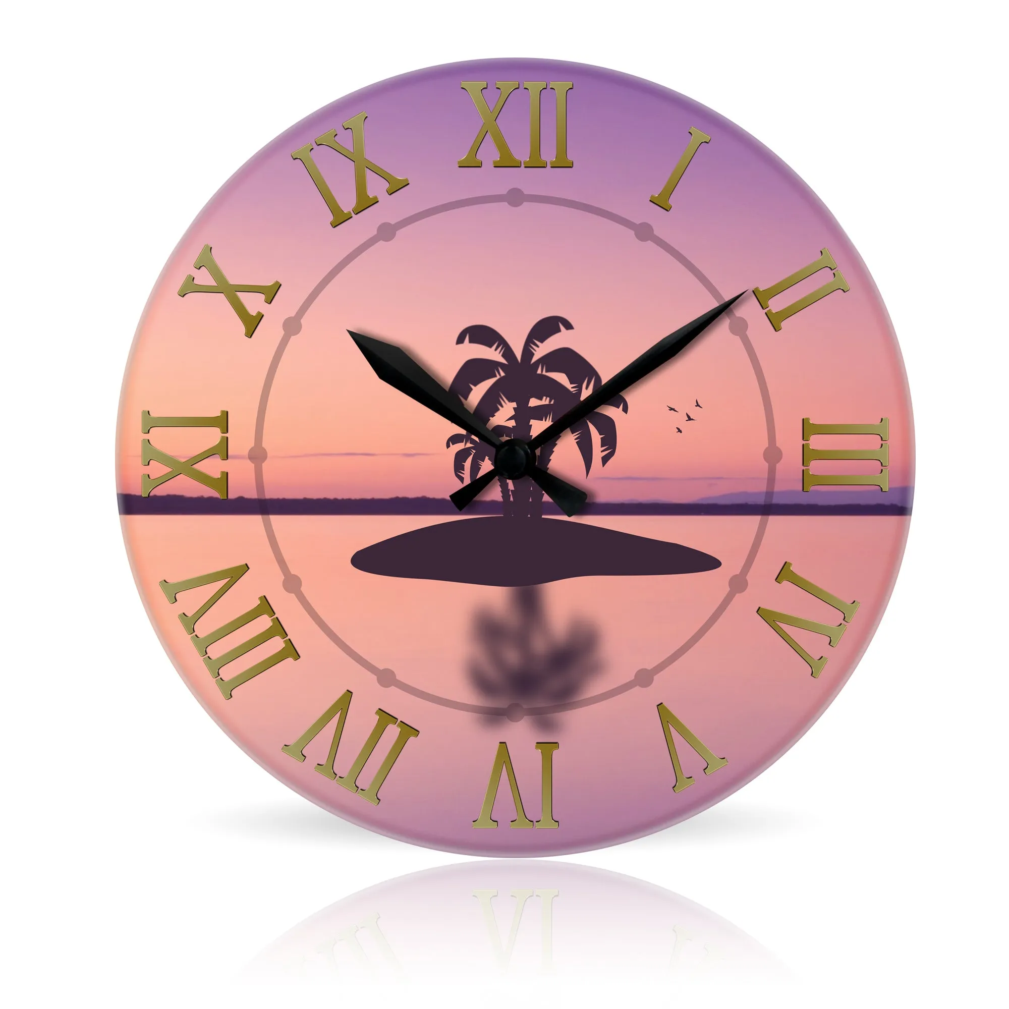 Palms Sunset <br>Round Acrylic Wall Clock 10.75"