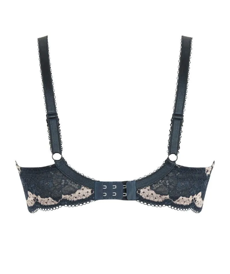 Panache Clara Moulded Sweetheart Underwire Bra - Navy Pearl