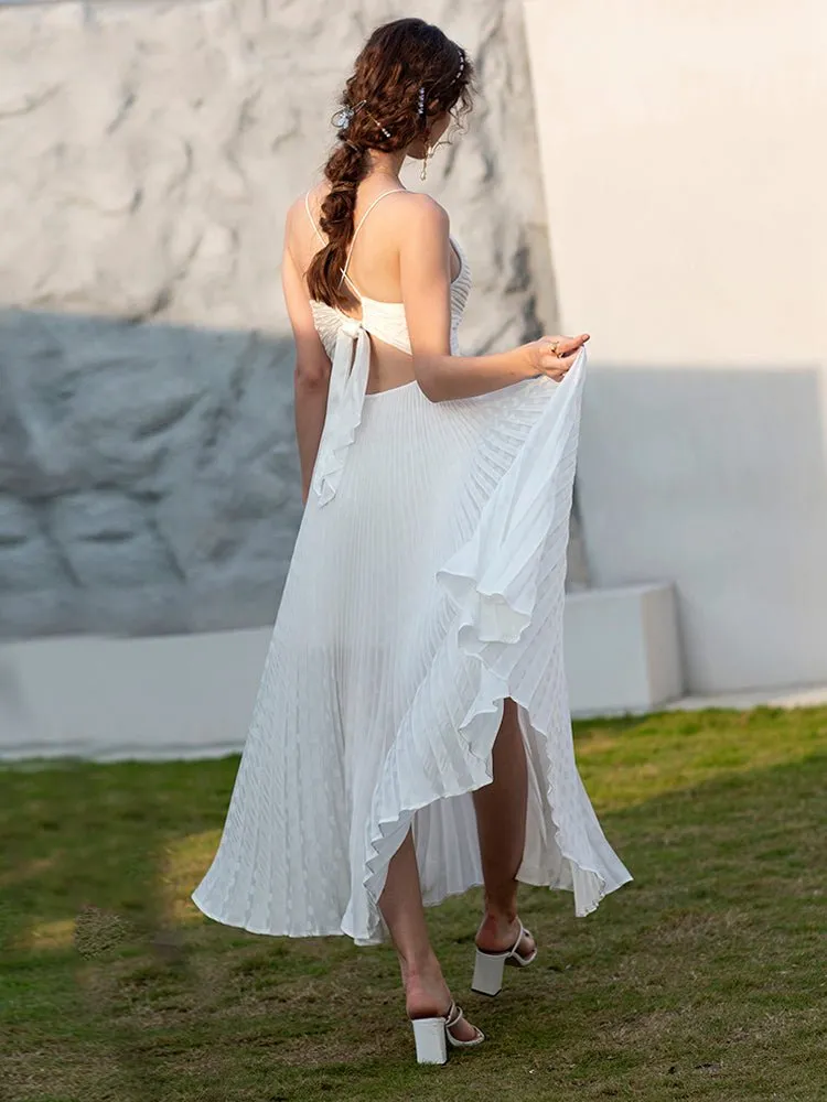 Party Evening Dress Light Luxury Simple Satin White Skirt