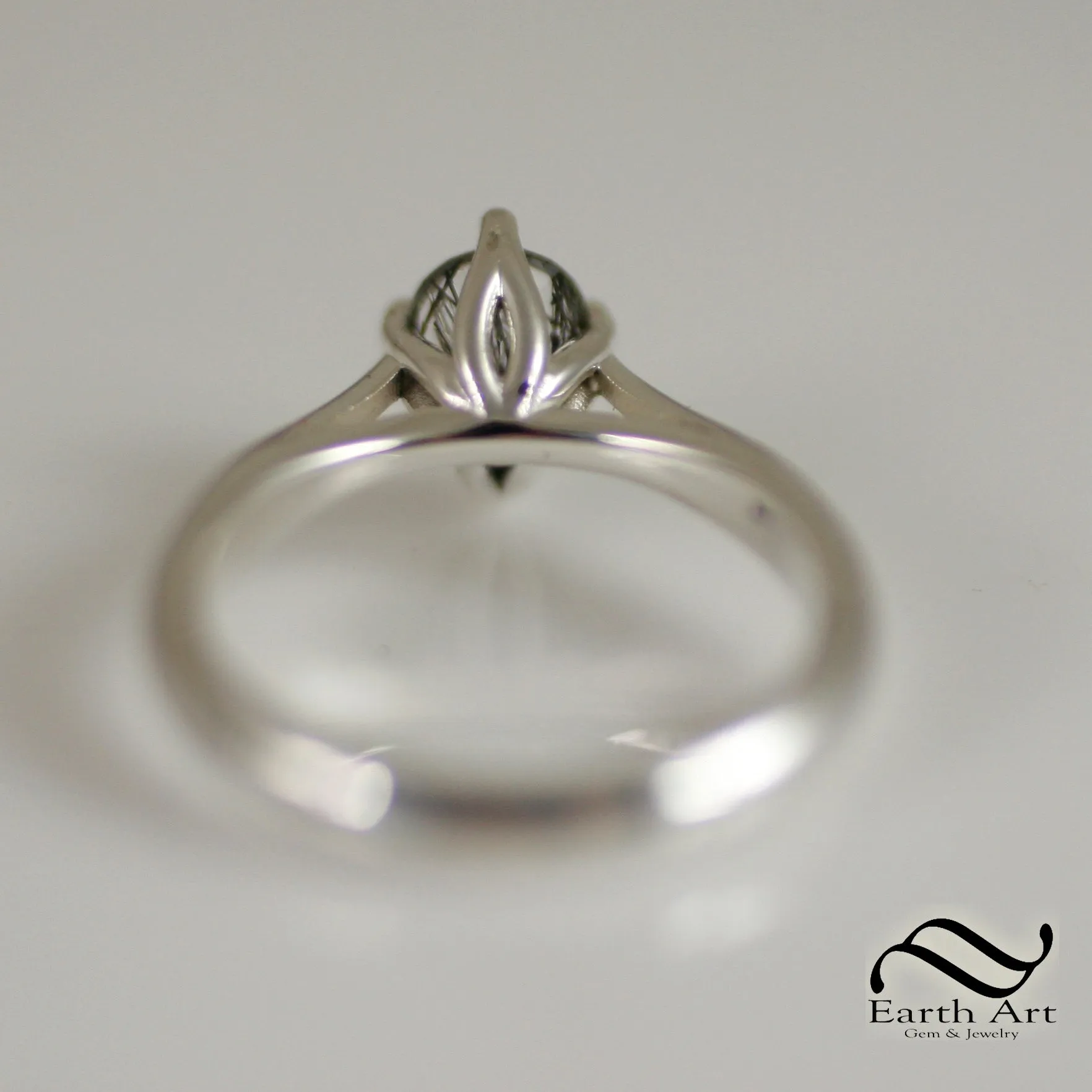 Pear cut Natural "Salt & Pepper" Engagement ring