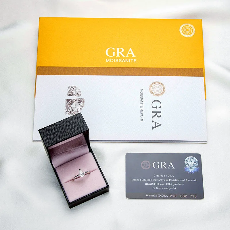 Pear Shaped 1.0ct Moissanite Diamond Solitaire Ring