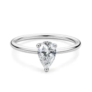 Pear Shaped 1.0ct Moissanite Diamond Solitaire Ring