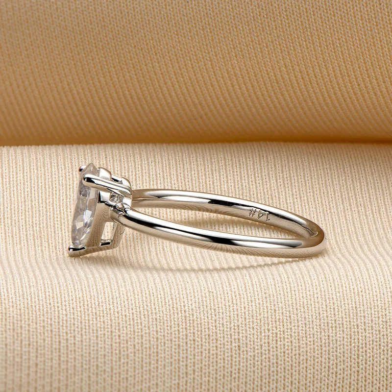Pear Shaped 1.0ct Moissanite Diamond Solitaire Ring