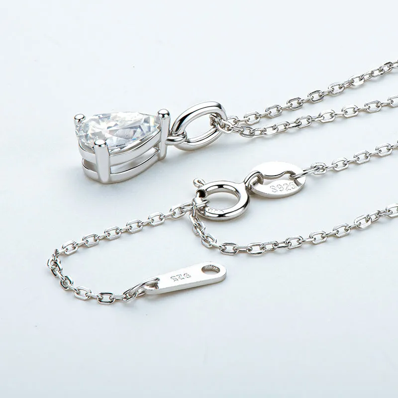 Pear Shaped Moissanite Solitaire Pendant Necklace