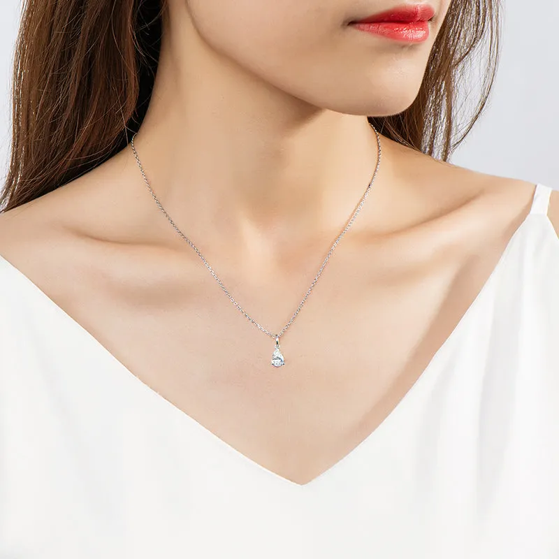 Pear Shaped Moissanite Solitaire Pendant Necklace