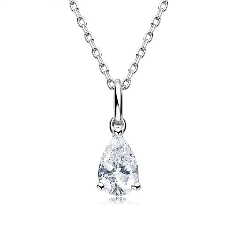 Pear Shaped Moissanite Solitaire Pendant Necklace