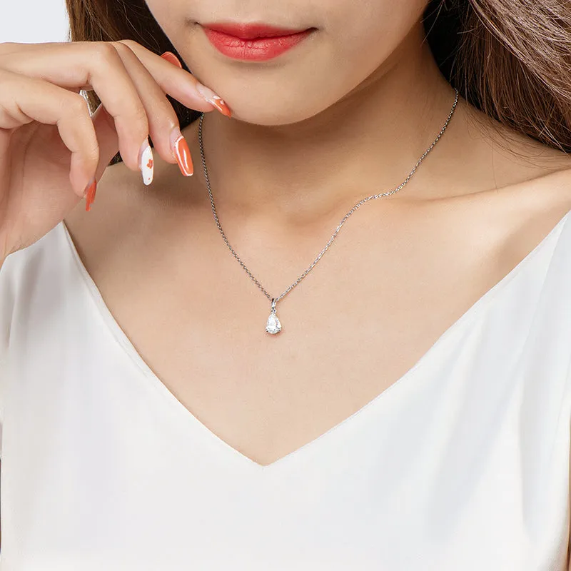 Pear Shaped Moissanite Solitaire Pendant Necklace