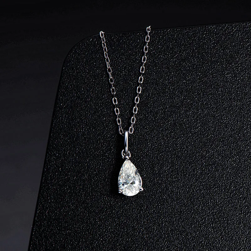 Pear Shaped Moissanite Solitaire Pendant Necklace