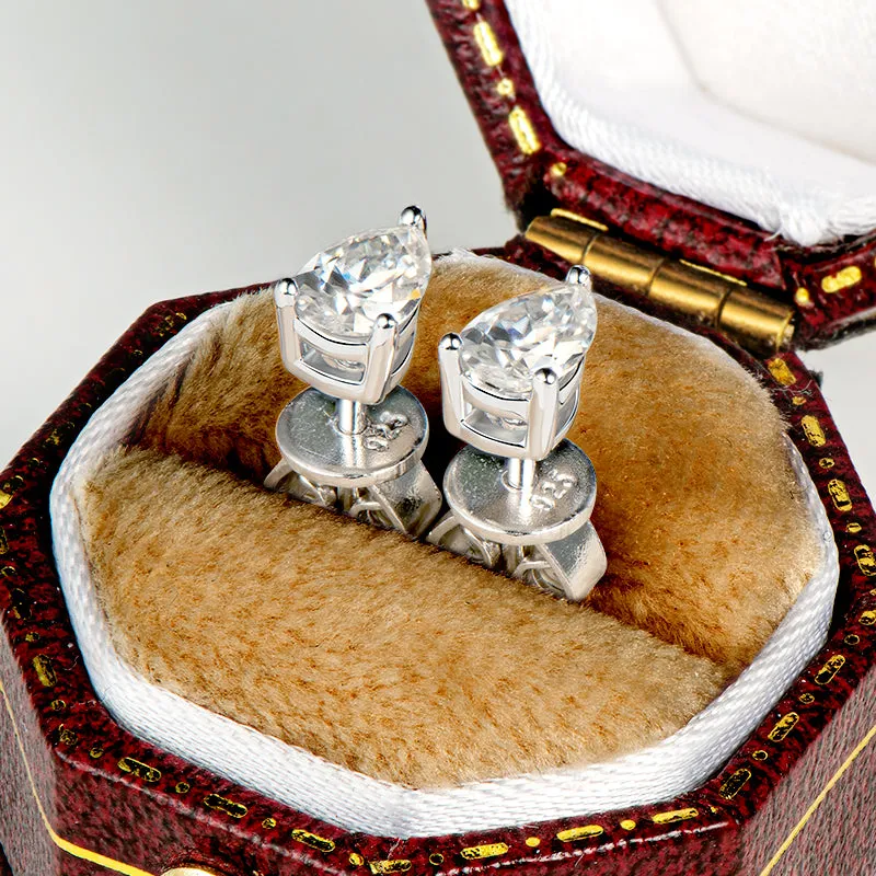 Pear Shaped Moissanite Stud Earrings