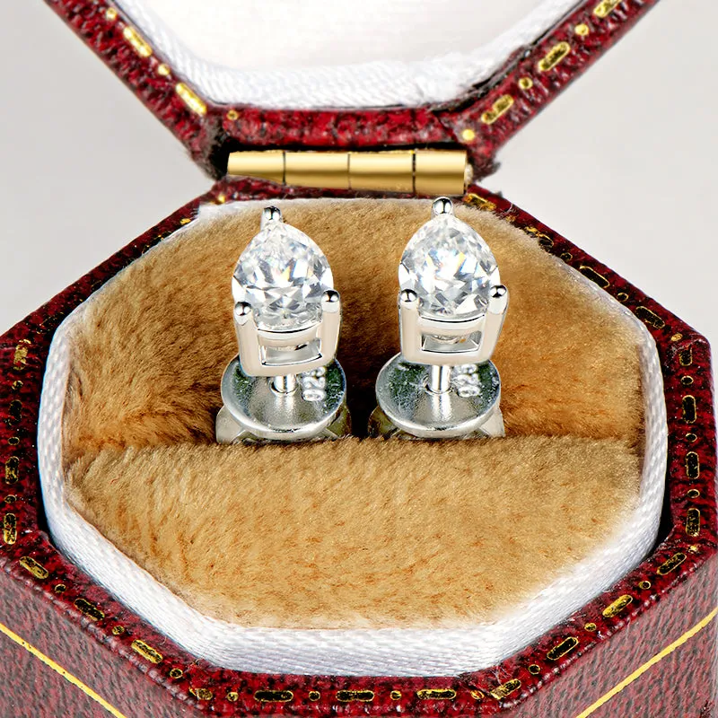 Pear Shaped Moissanite Stud Earrings