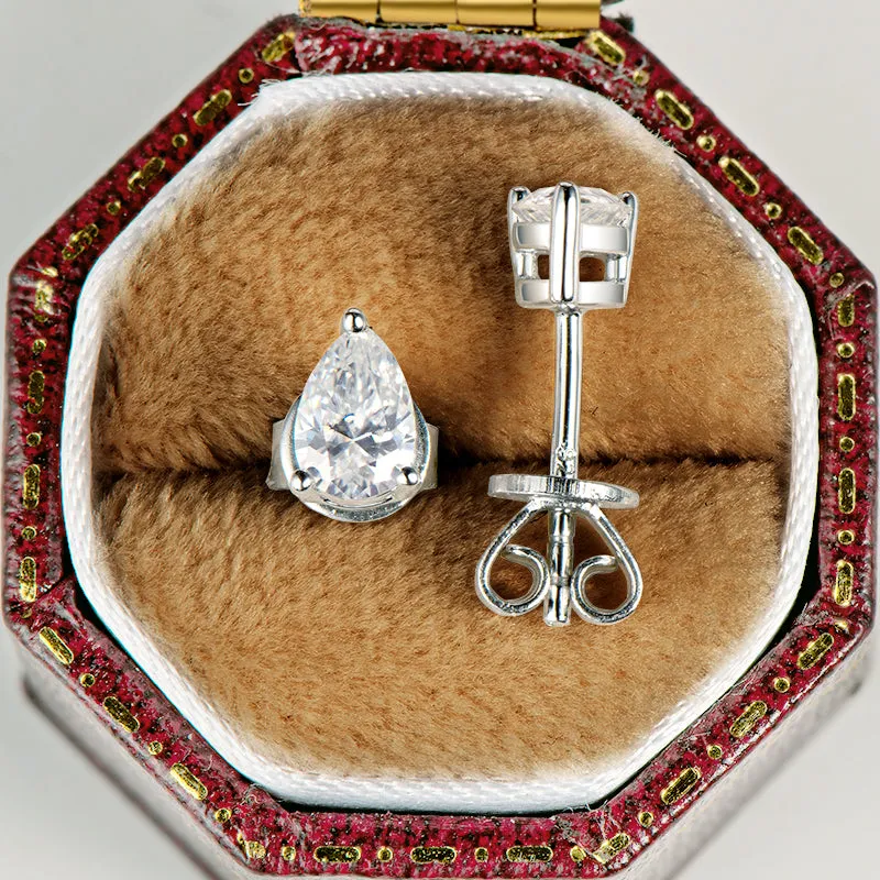 Pear Shaped Moissanite Stud Earrings