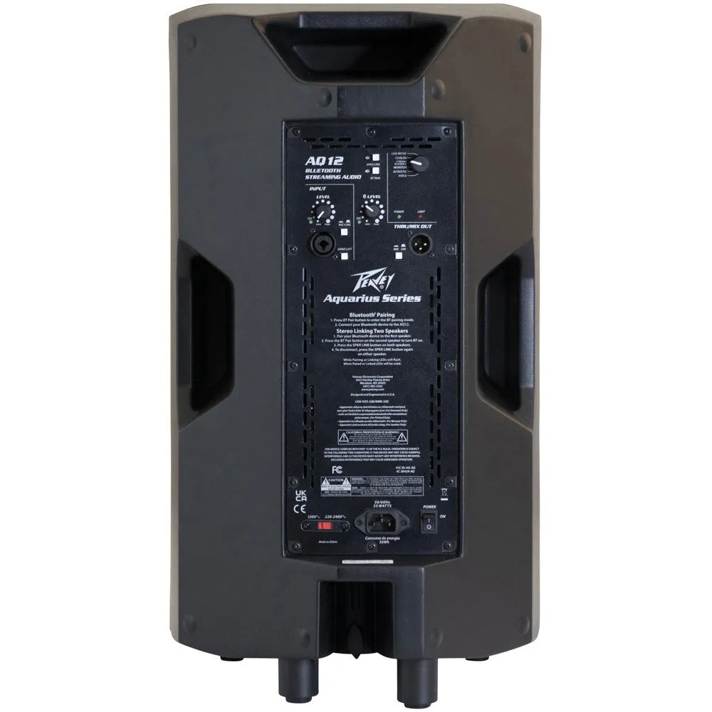 Peavey Aquarius Series "AQ12" Powered 1000W, Bi-Amped, 12" Loudspeaker with Bluetooth