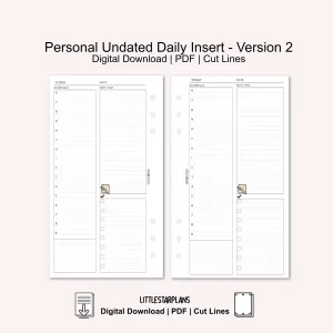 Persaonl Ring Size | Neku Functional Undated Daily Inserts Version 2 | PRINTABLE