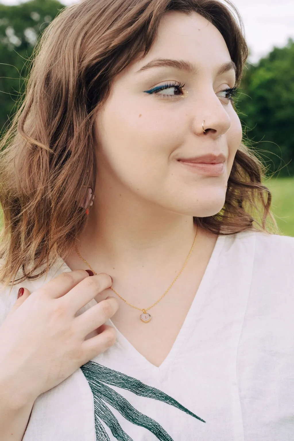 Personalized heart initial necklace, Valentines day gift, Gemstone initial pendant, dainty necklace, Mom necklace, everyday necklace