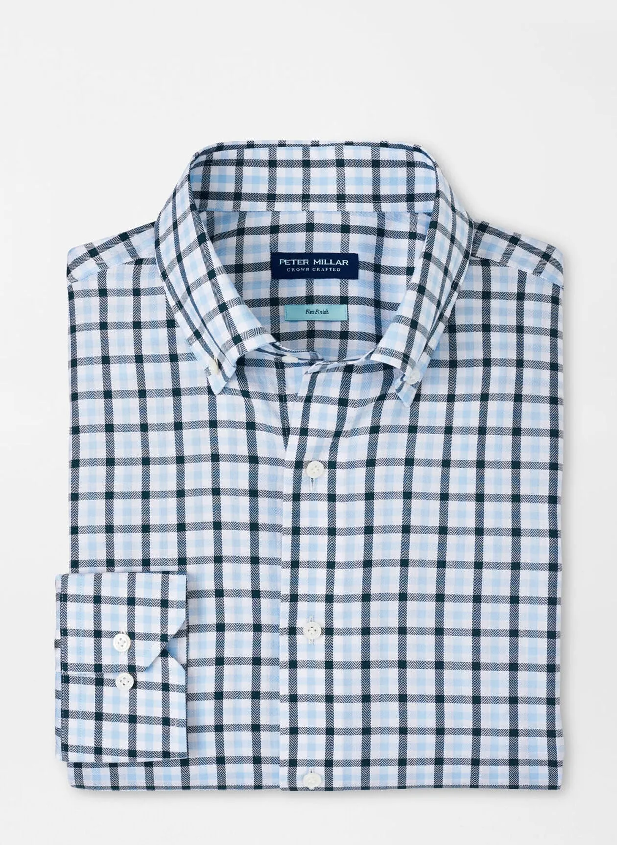 Peter Millar Mens Tailored Fit Combe Cotton Sport Shirt - WHITE