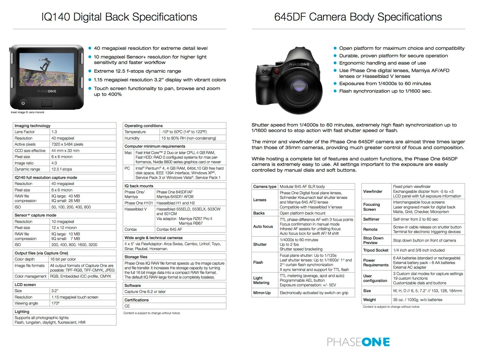 PhaseOne 645 DF with IQ140 Digital Back