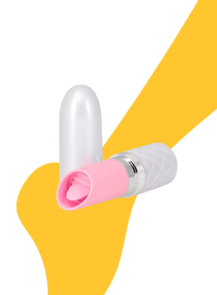 Pillow Talk LUSTY Swarovski Crystal Mini Lipstick Clitoral Vibrator with Flickering Tongue Pink