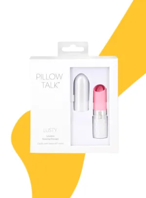 Pillow Talk LUSTY Swarovski Crystal Mini Lipstick Clitoral Vibrator with Flickering Tongue Pink
