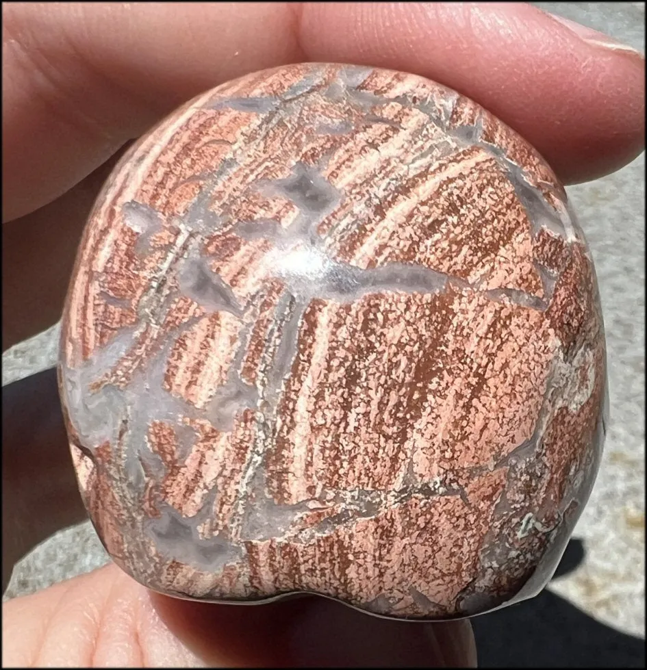 PINK Silver Leaf Jasper Crystal Skull with lots of Agate - Courage, Self-Healing
