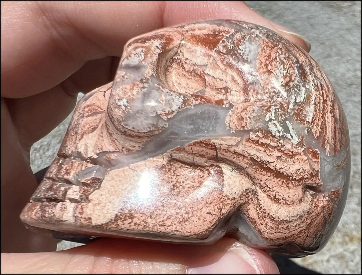 PINK Silver Leaf Jasper Crystal Skull with lots of Agate - Courage, Self-Healing