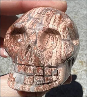 PINK Silver Leaf Jasper Crystal Skull with lots of Agate - Courage, Self-Healing