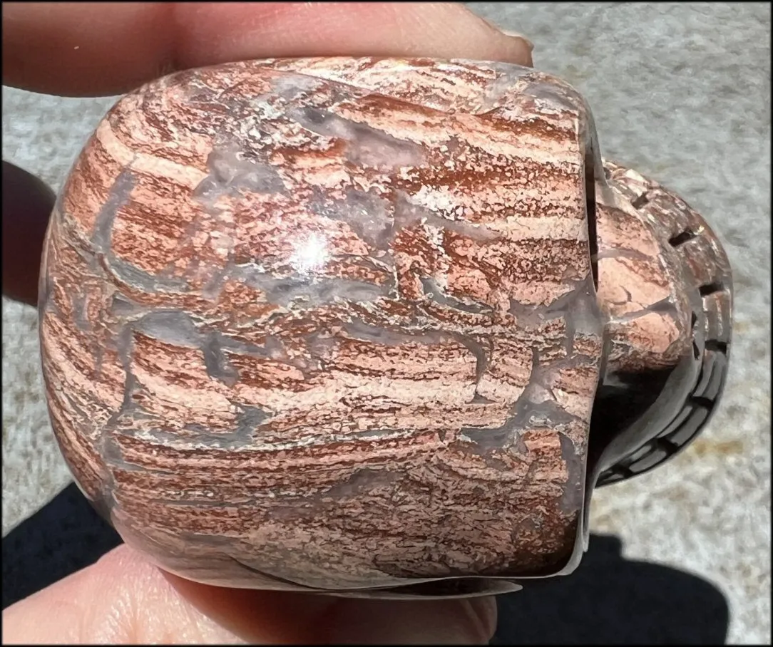 PINK Silver Leaf Jasper Crystal Skull with lots of Agate - Courage, Self-Healing
