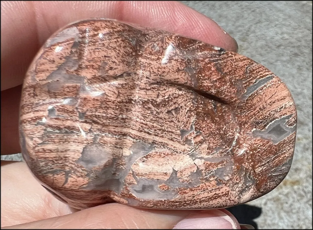 PINK Silver Leaf Jasper Crystal Skull with lots of Agate - Courage, Self-Healing