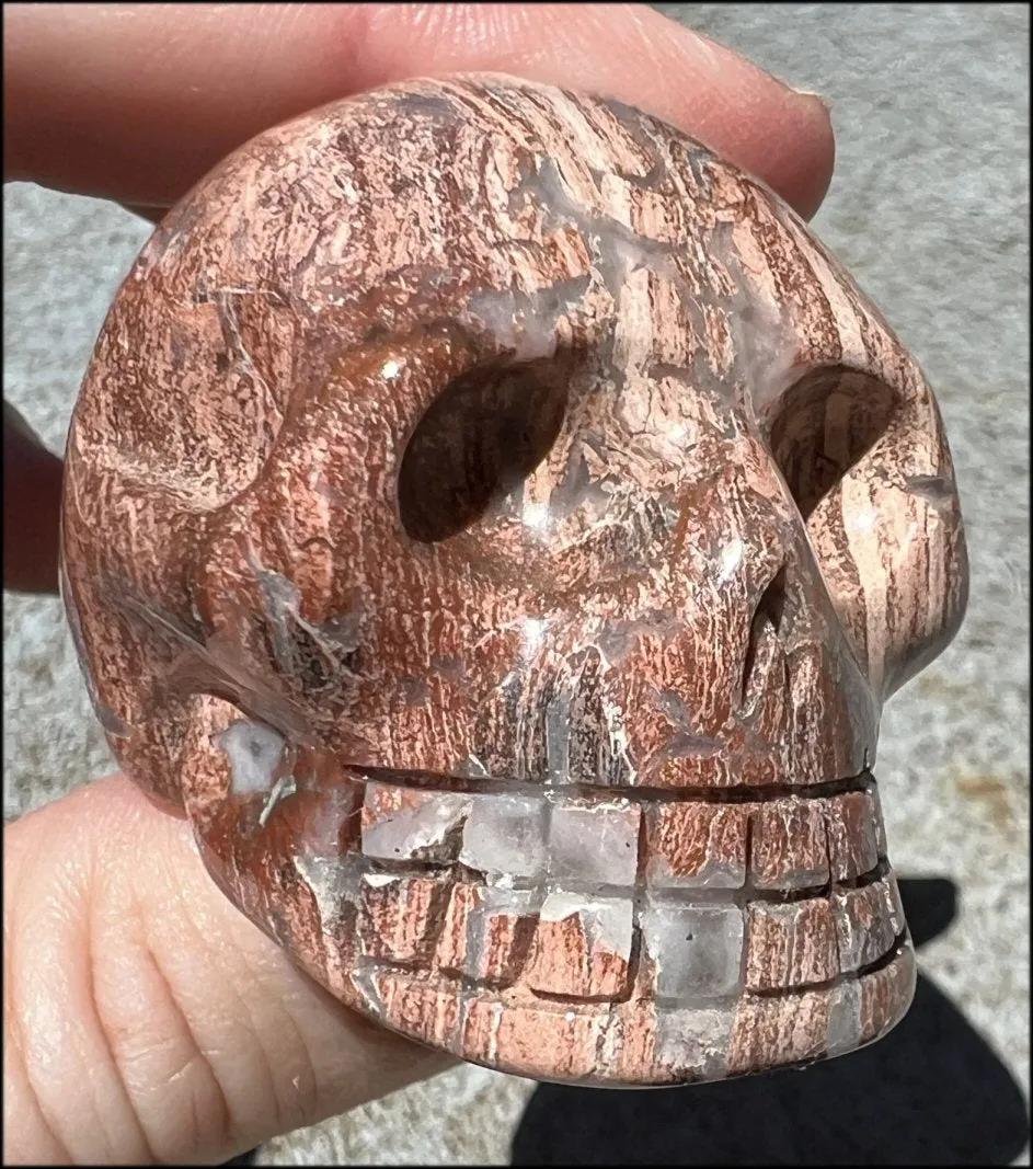 PINK Silver Leaf Jasper Crystal Skull with lots of Agate - Courage, Self-Healing