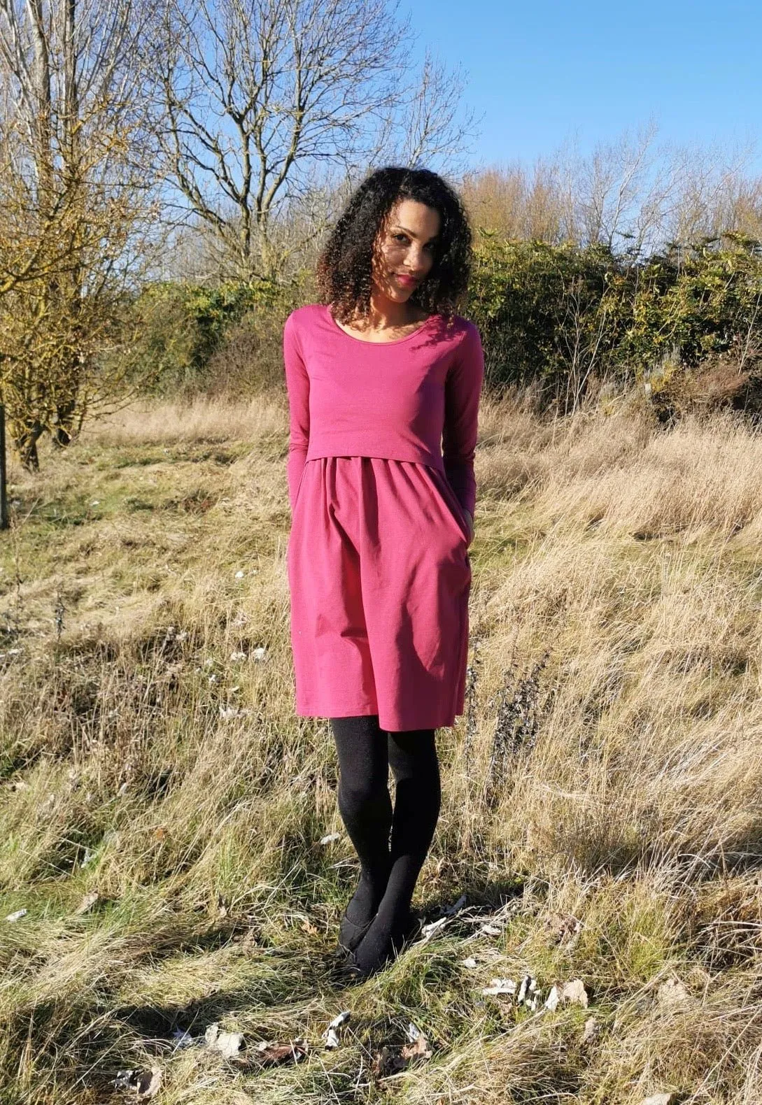Pippa Purple Breastfeeding Skater Dress