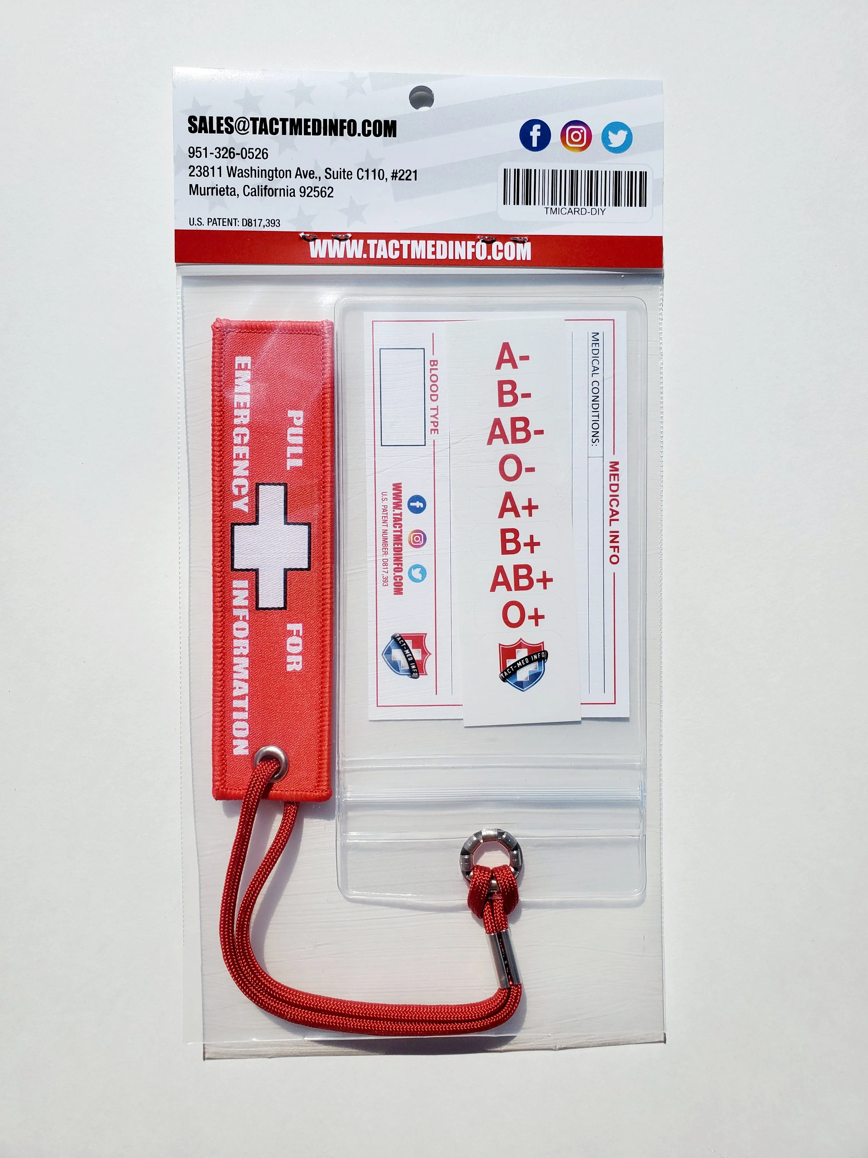 Pocket Size Tact-Med Emergency Info Card