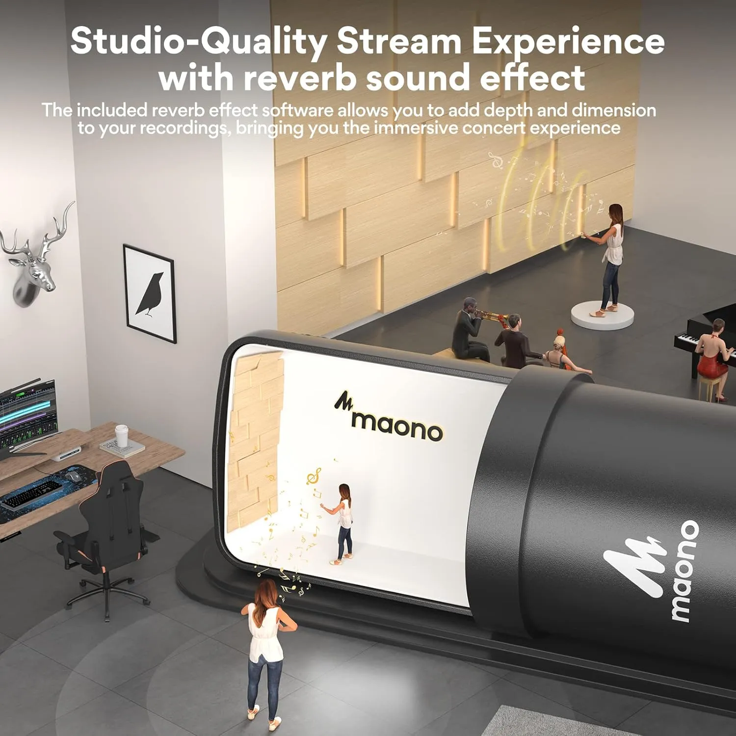 Podcast Microphone, USB Computer Mic for PC with Software, Boom Arm and Shock...