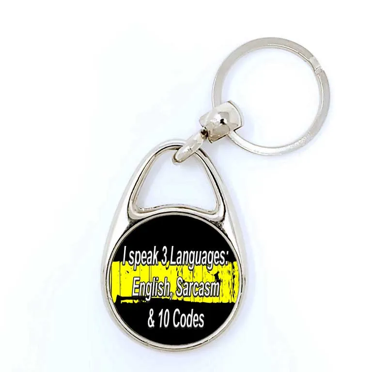 Police & Dispatcher/EMS Half Thin Blue & Yellow Line Keychain