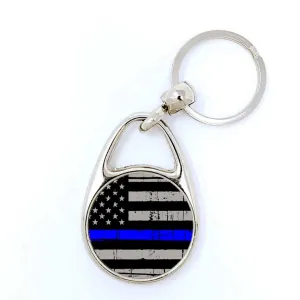 Police Thin Blue Line Keychain