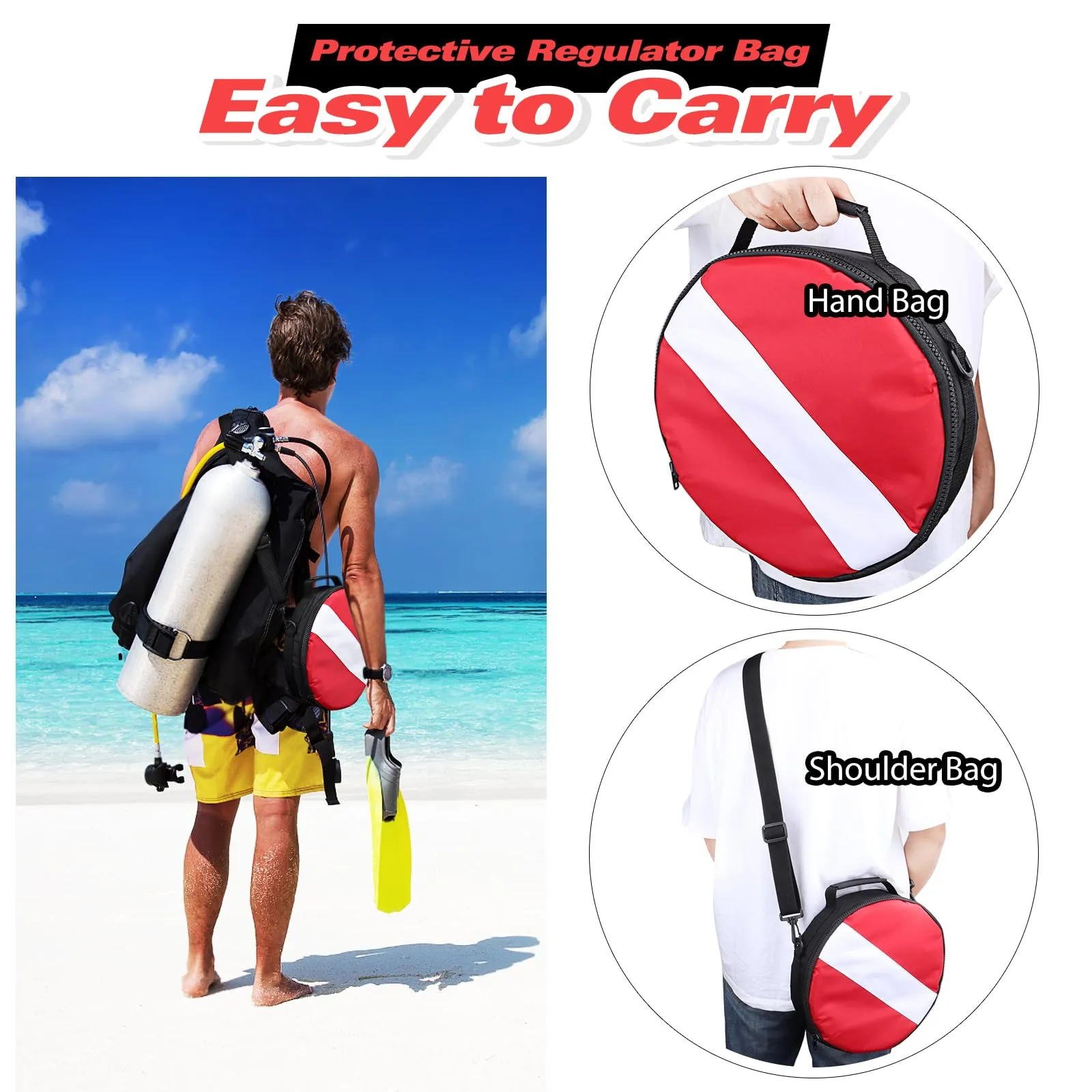 Portable Scuba Regulator Bag, Professional Diving Travel Bags Protective Gear Carry Handbag with Adjustable Shoulder Strap for Divers